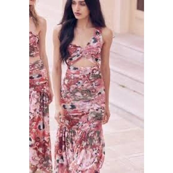 MISA Los Angeles Alethea One Shoulder Dress Resort Batik Mesh Large NWT - Picture 8 of 10